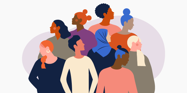 Illustration of a diverse crowd of people